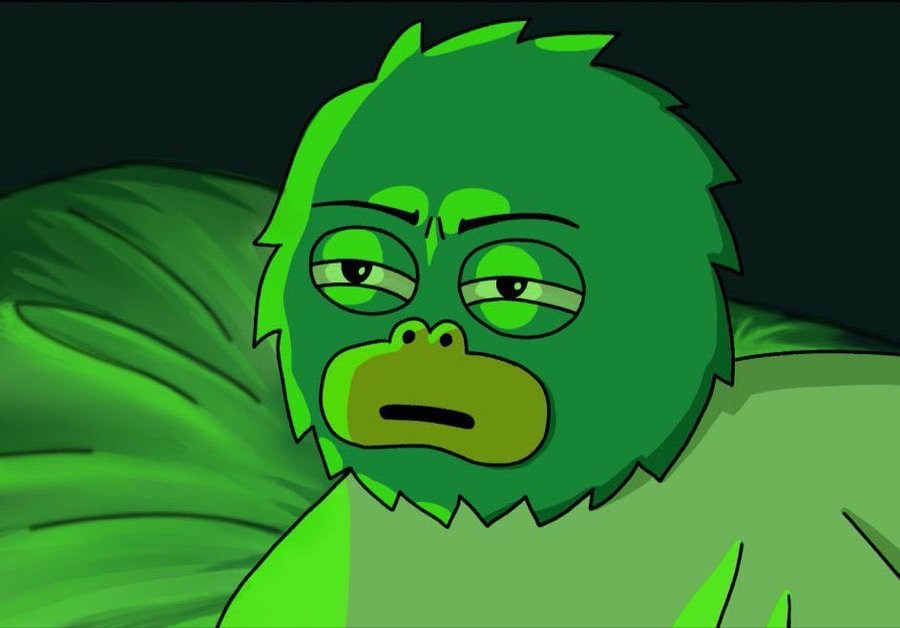 Close-up of a glowing green Yeti face
